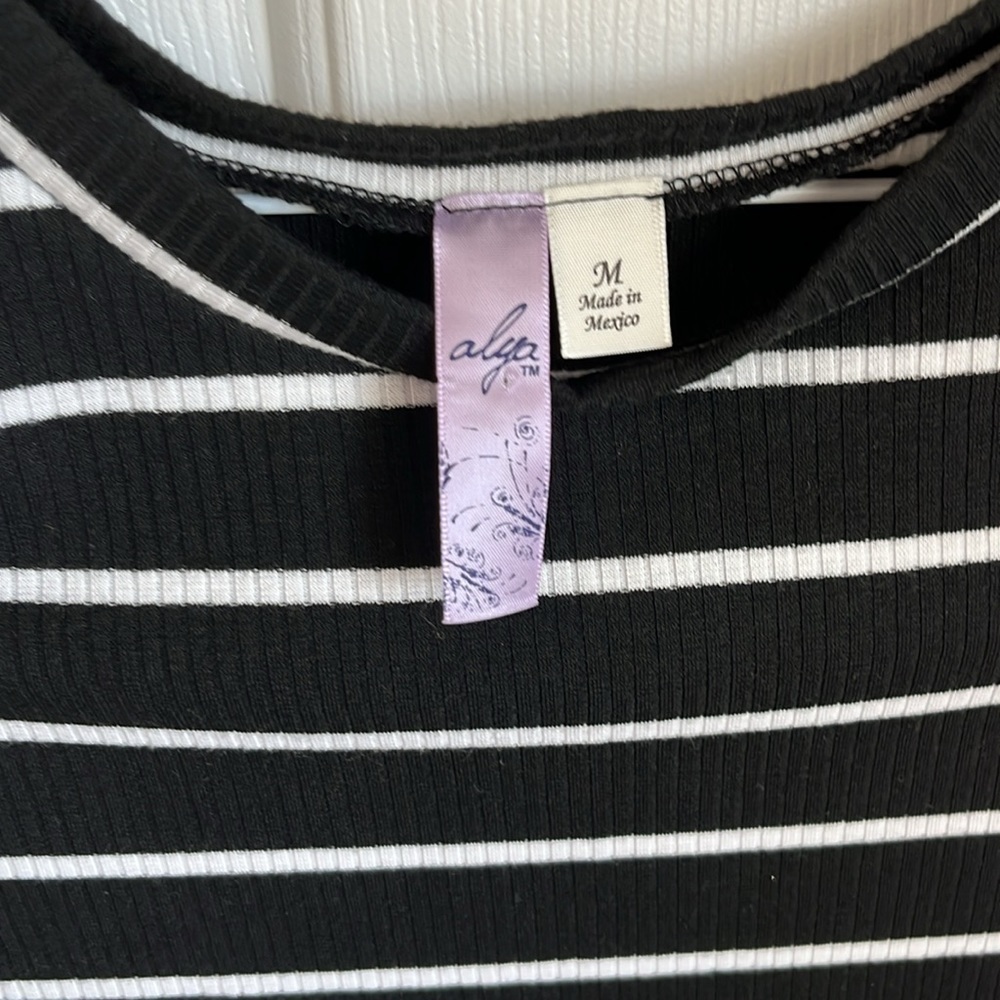 Alya - Women’s Black and White Striped Summer Dress size M - Picture 2 of 7